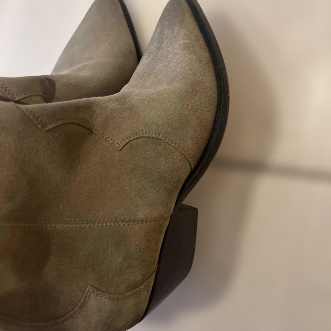 イザベルマランベージュスエード ロングブーツ スカラップデザインサイズ37美品