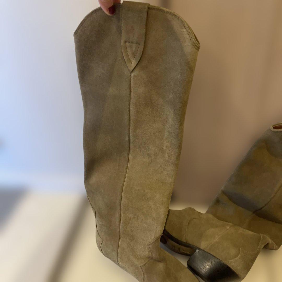 イザベルマランベージュスエード ロングブーツ スカラップデザインサイズ37美品