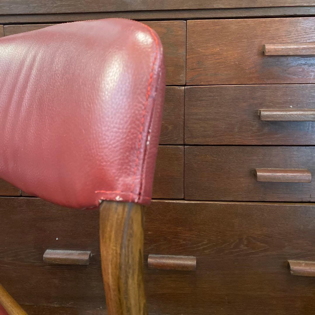 送料込み ヴィンテージ オールド ダイニングチェアー 椅子 木製 レザー 本革