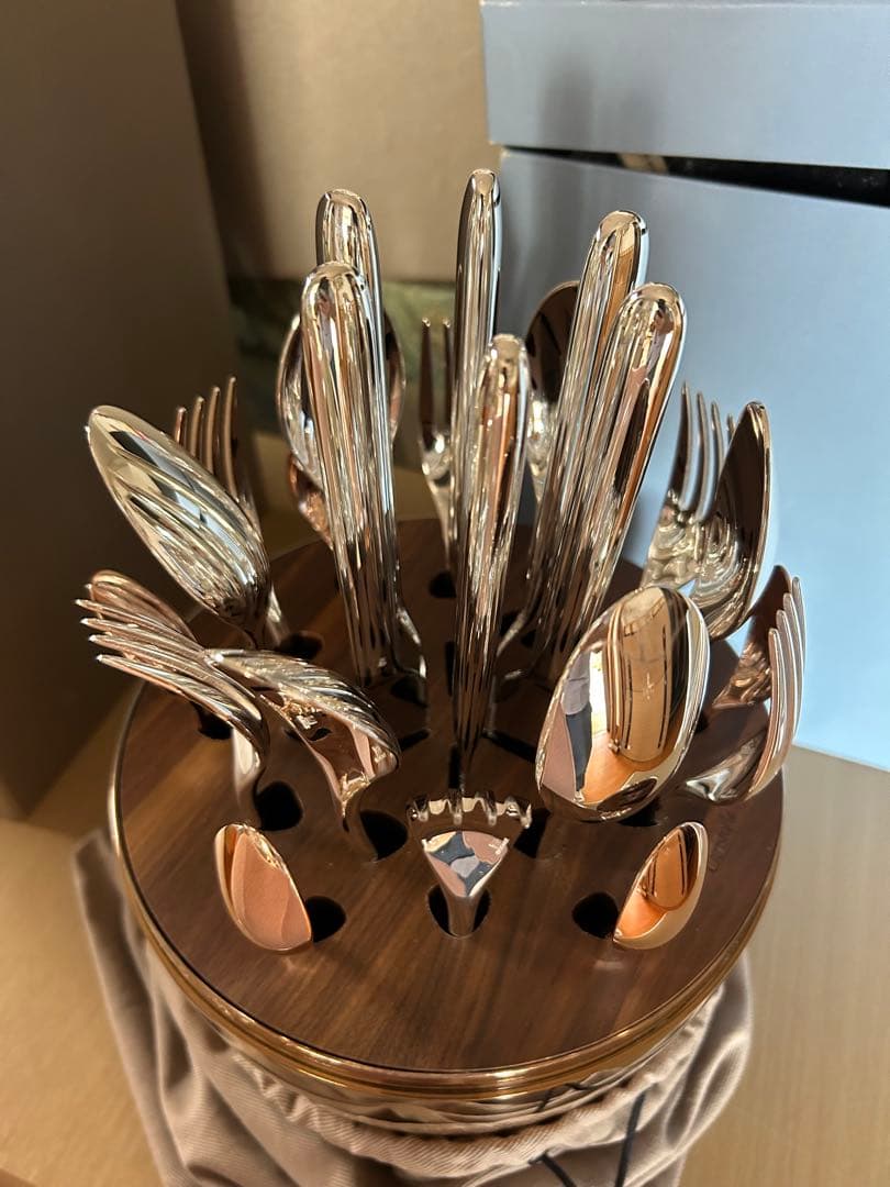 ムード　ゴールド　6人用　クリストフル　カトラリーセット 24金コ一ティング