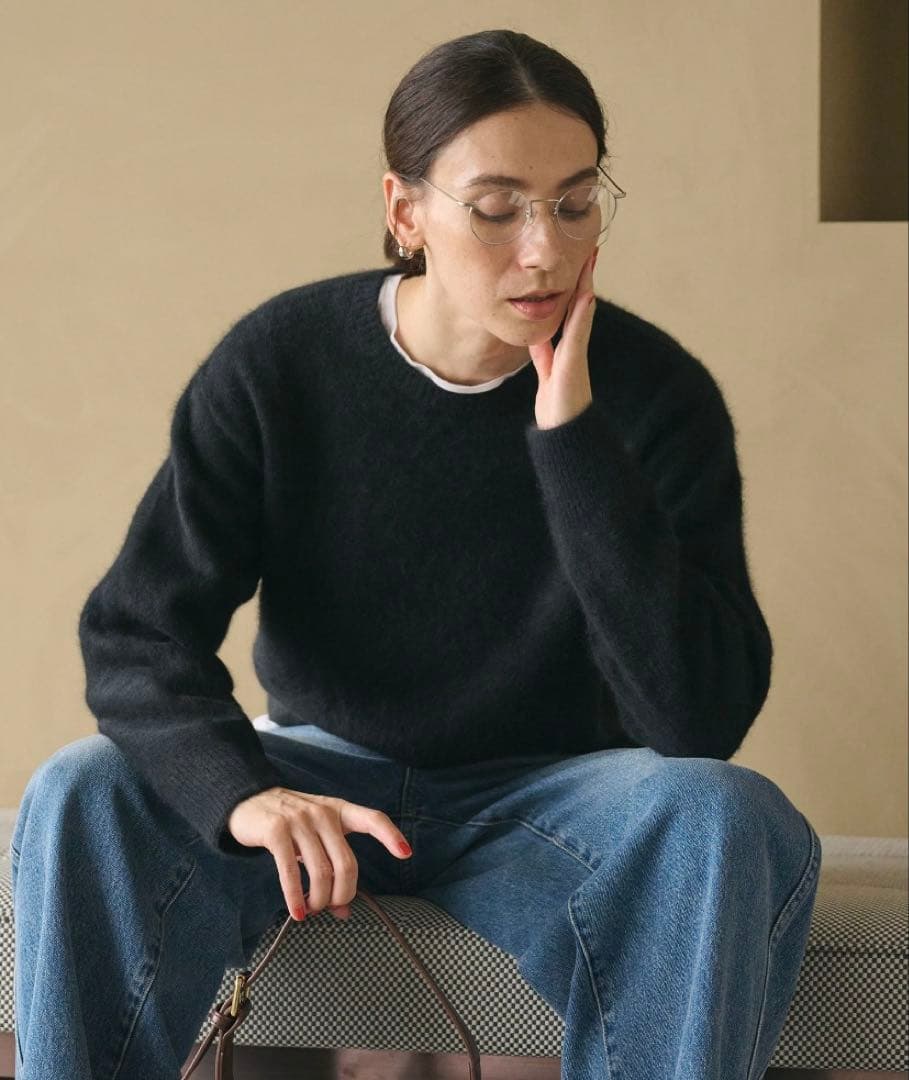 BEAUTY&YOUTH フォックスカシミヤブレンドクルーネックニット