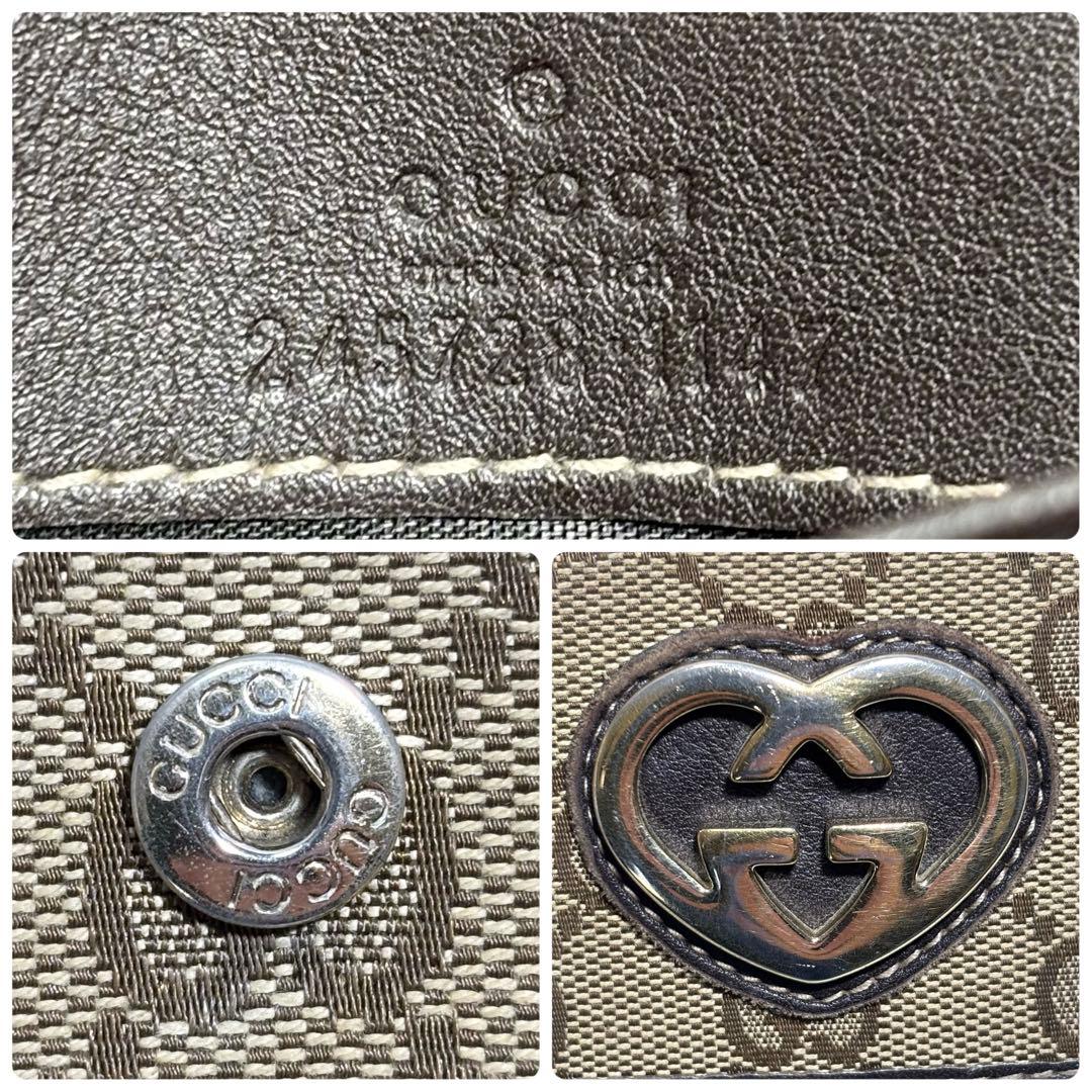 ✨美品✨ グッチ GGキャンバス インターロッキング ラブリーハート 長財布 茶