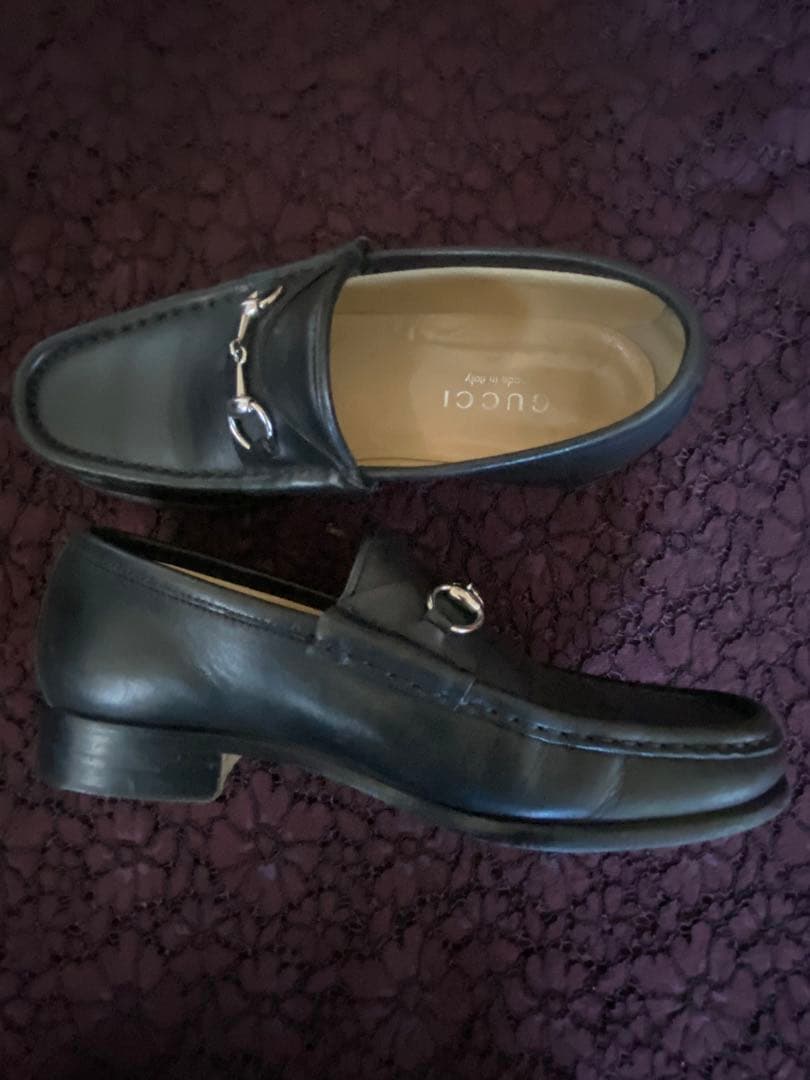 【美品】GUCCI グッチ ホースビットローファー 37本革 ブラックシルバー