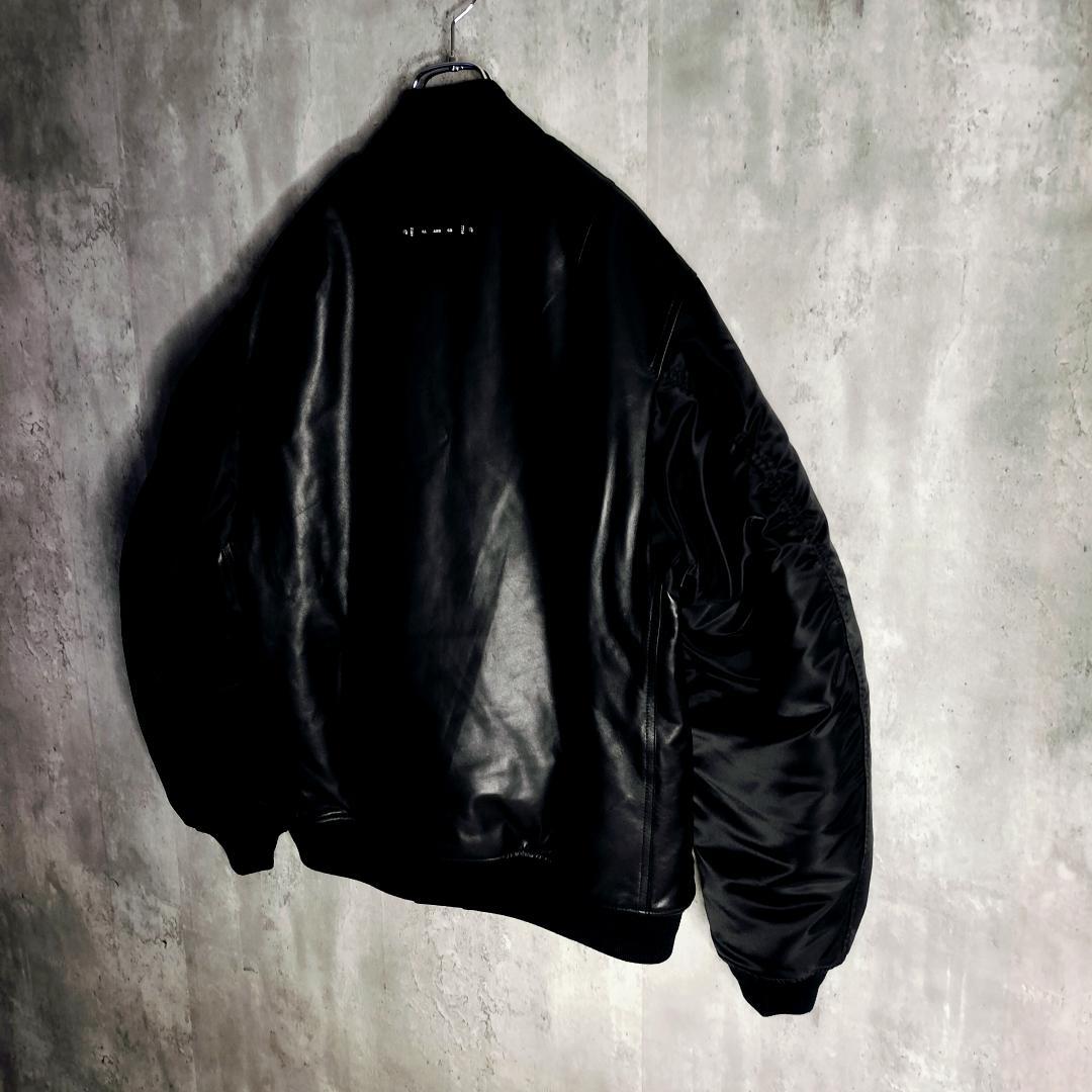 新品タグ★クライミー 羊革 ナイロン切替 MA-1 レザーボンバージャケット L