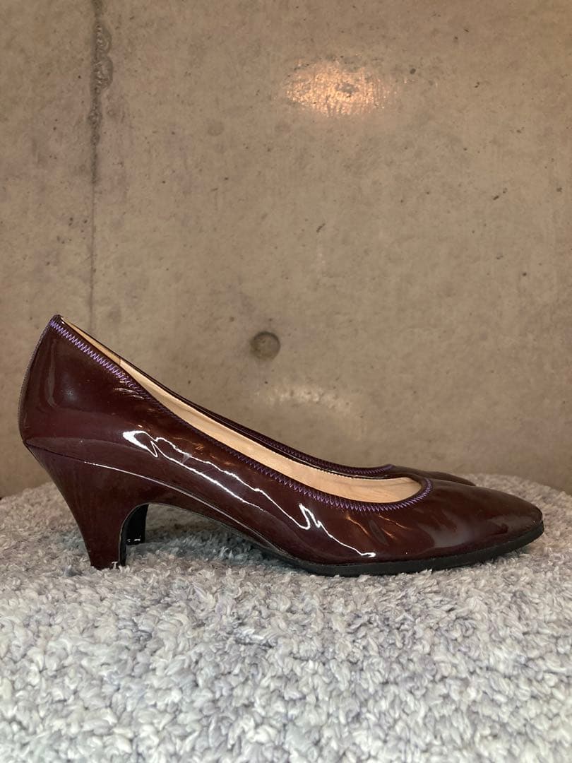 PRADA プラダ パンプス 38 ボルドー エナメル イタリア製 美脚 上品