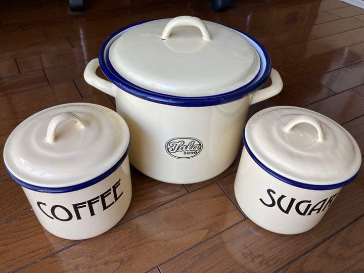 イギリス　Tala社　アンティーク　ホーロー　キャニスター3点