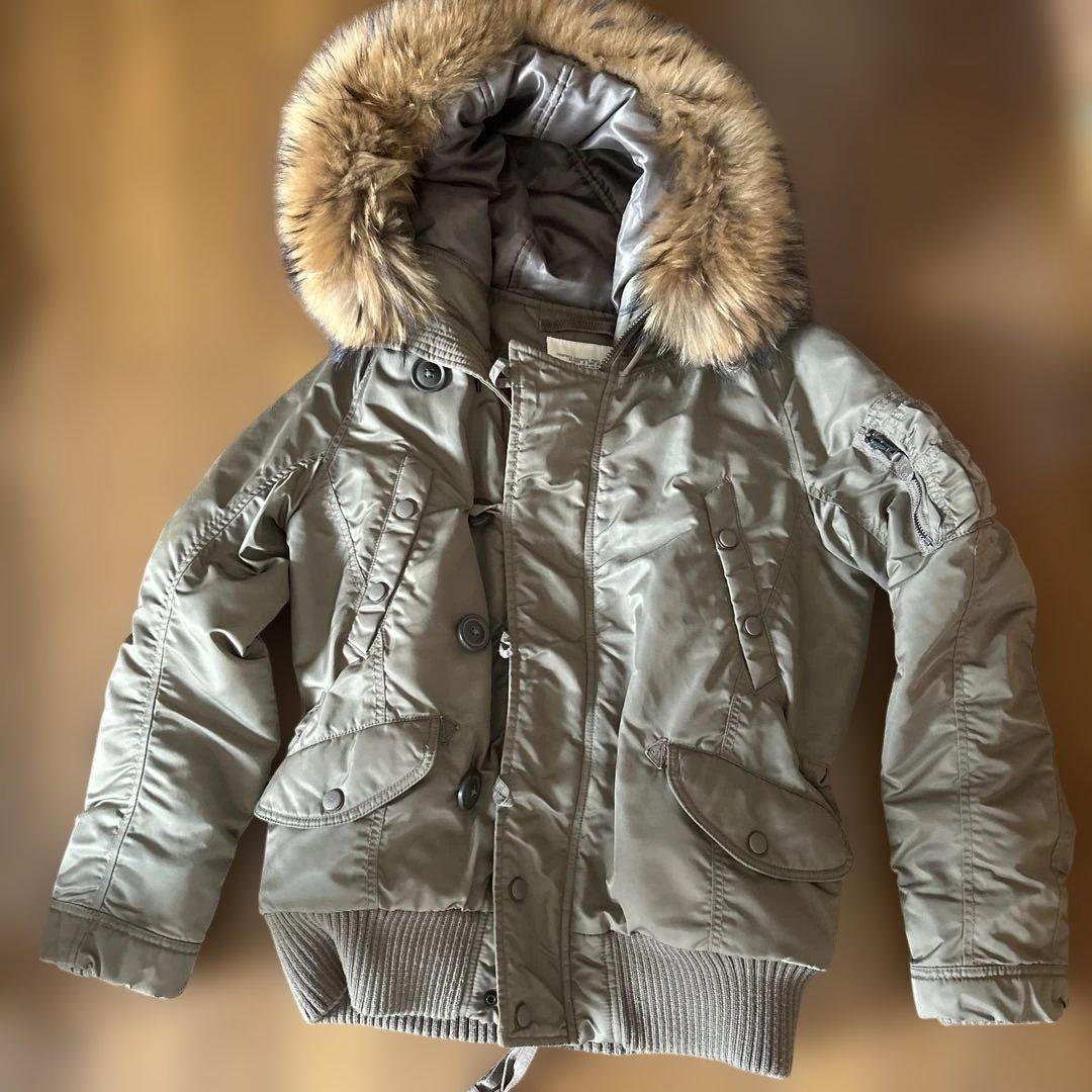 goa N-2B ミリタリー ジャケット (リアルファー付きフード) カーキ