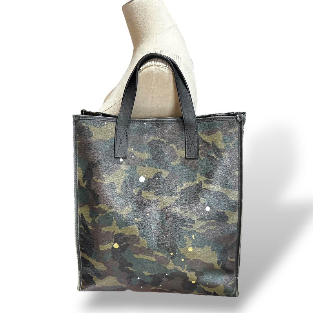 【ヴィンテージ】ジャンティバンティ　カモフラ柄　ハンドバッグ　PVC レザー　黒