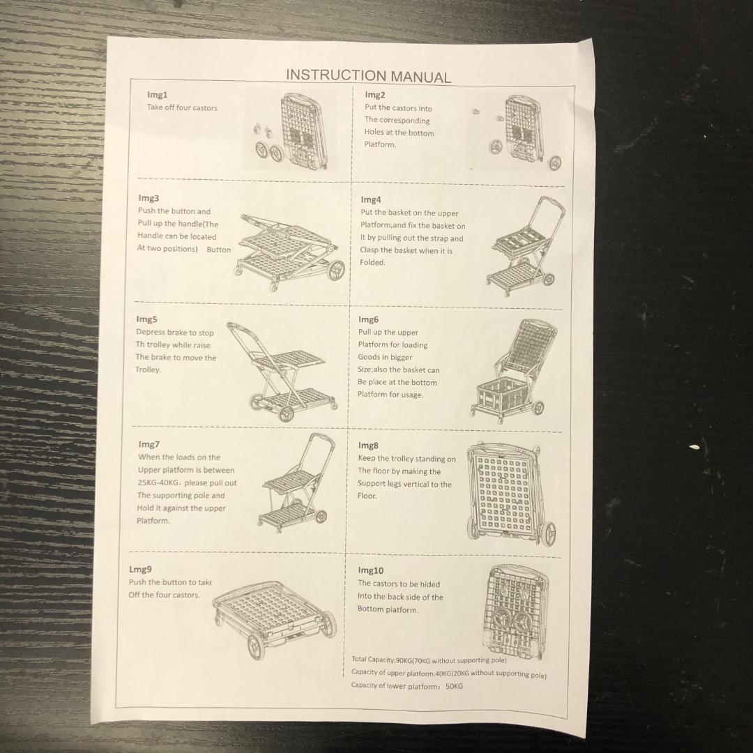 折りたたみ式カート ショッピングカート ダブルレイヤートローリー/ヤS3101