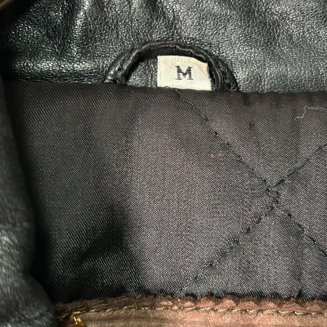 ヴィンテージ 牛革 カウレザー カーコート 黒 本革 肩パッドなし