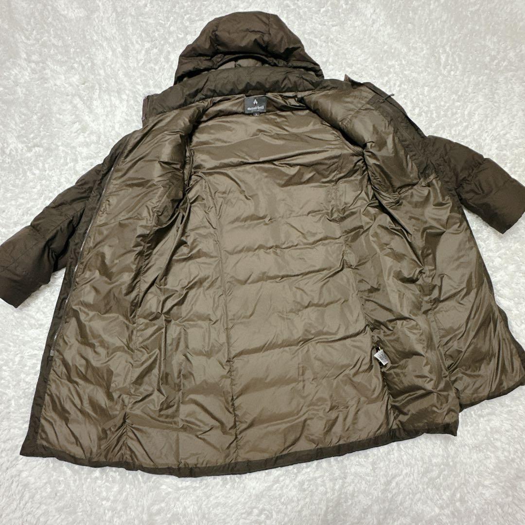 良品 モンベル ロングダウン ex800 ブラウン レディースL 収納袋あり