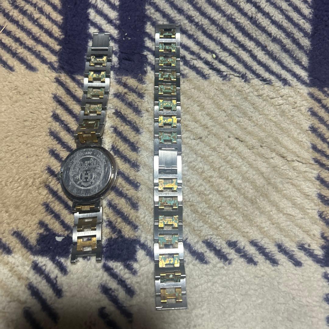 z*様 HERMES アナログ腕時計 シルバー/ゴールド クリッパー金具ベルト付
