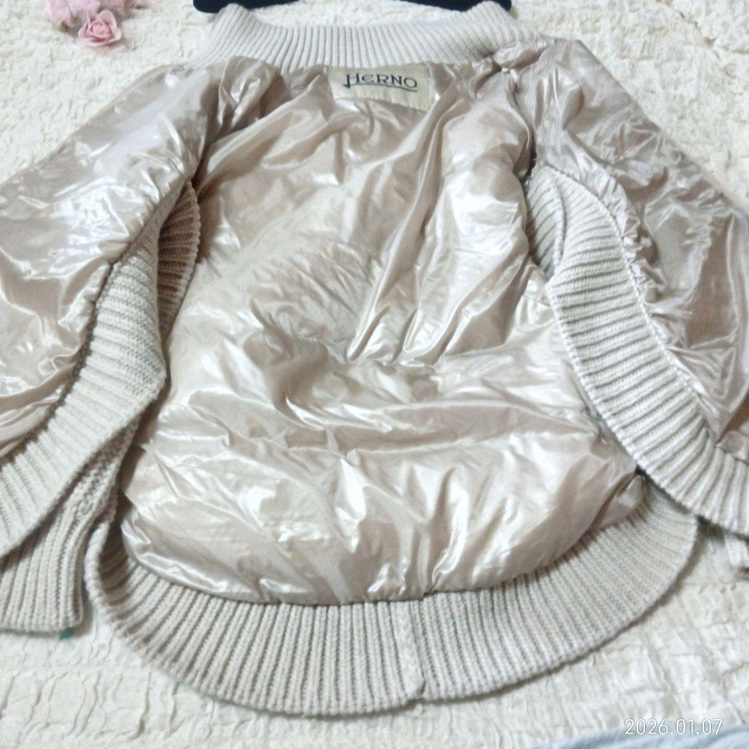 雑誌掲載　鈴木保奈美さん着用　美品　ヘルノ　異素材　ダウン　ニット　コート