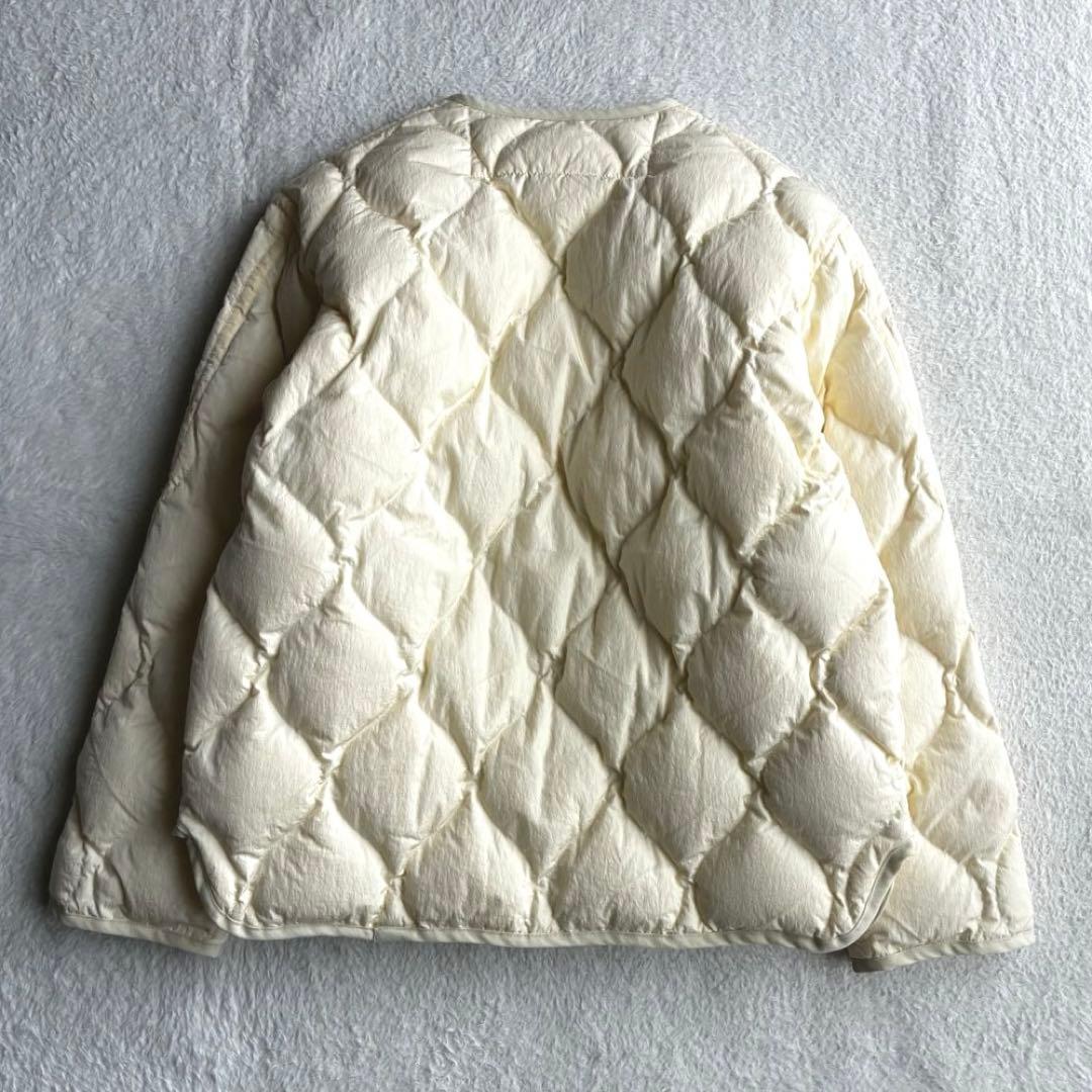 美品 オーシバル Bshop 撥水 キルトダウンカラーレスジャケット 2 生成り