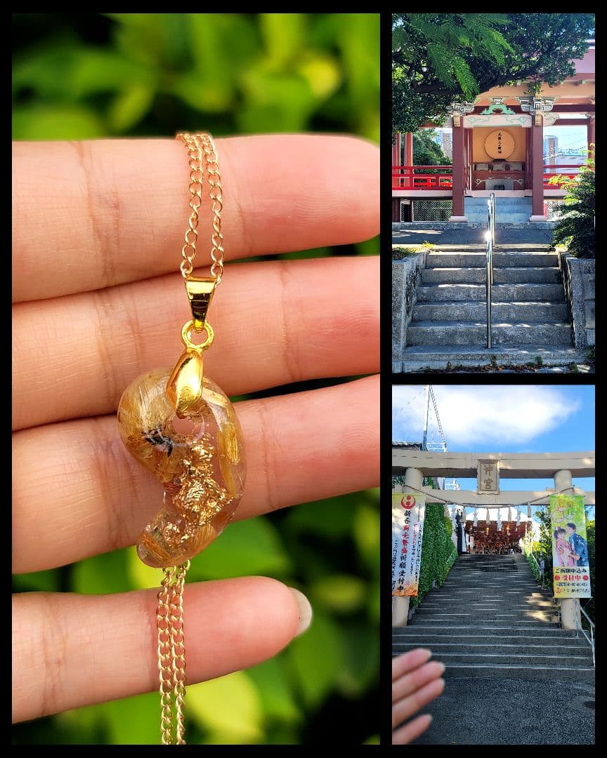 最高太針ルチル金運神社★富を築く勾玉輝くオルゴネックレス