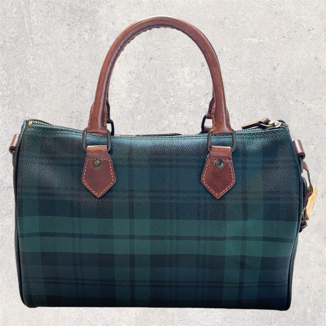 美品　ラルフローレン ミニボストンバッグ チェック柄　ユニセックス PVC