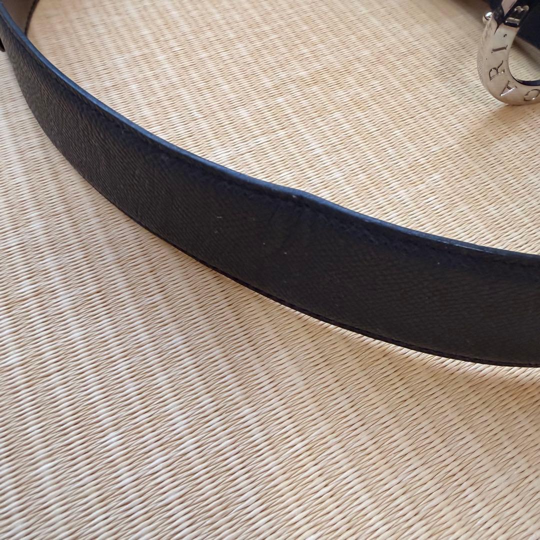 BULGARI ブラックレザーベルト　ブランド　ブルガリ　美品　サークルロゴ