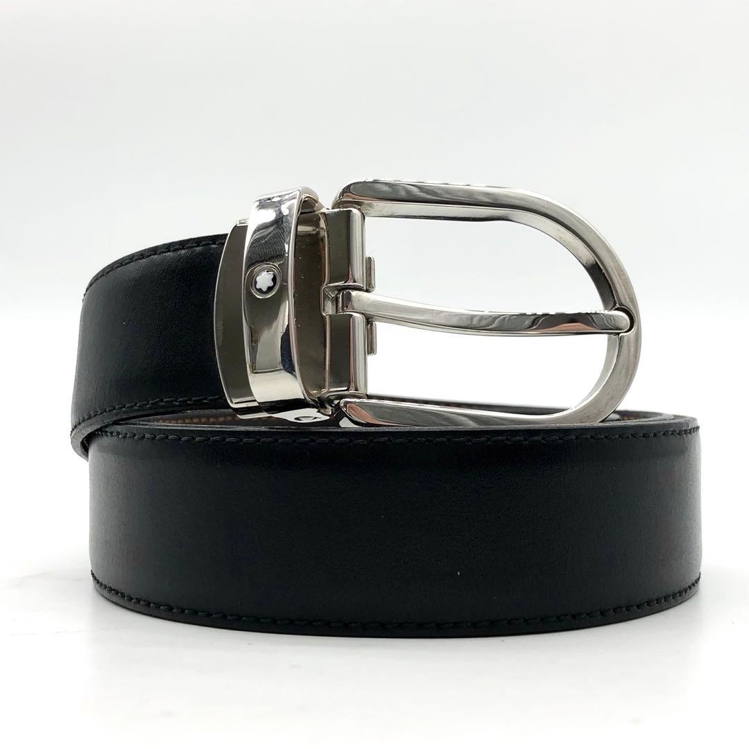 ✨美品✨モンブラン ベルト マイスターシューテック ロゴ シルバー金具 レザー