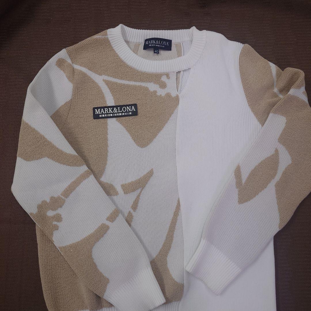 MARK&LONA ゴルフ　カモフラージュ柄ニット 40