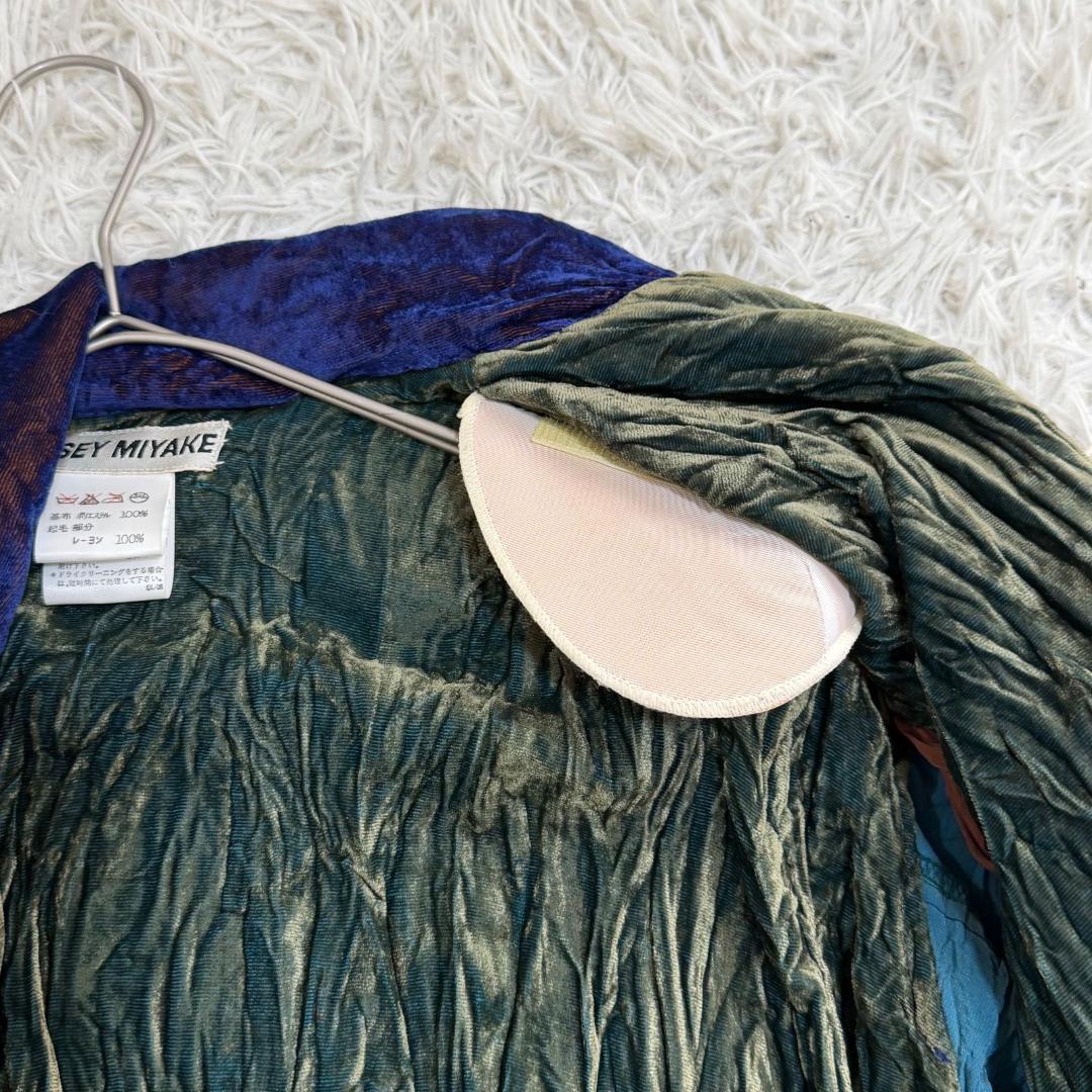 17299✨イッセイミヤケ ベルベット シワ加工 ストライプ セットアップ M