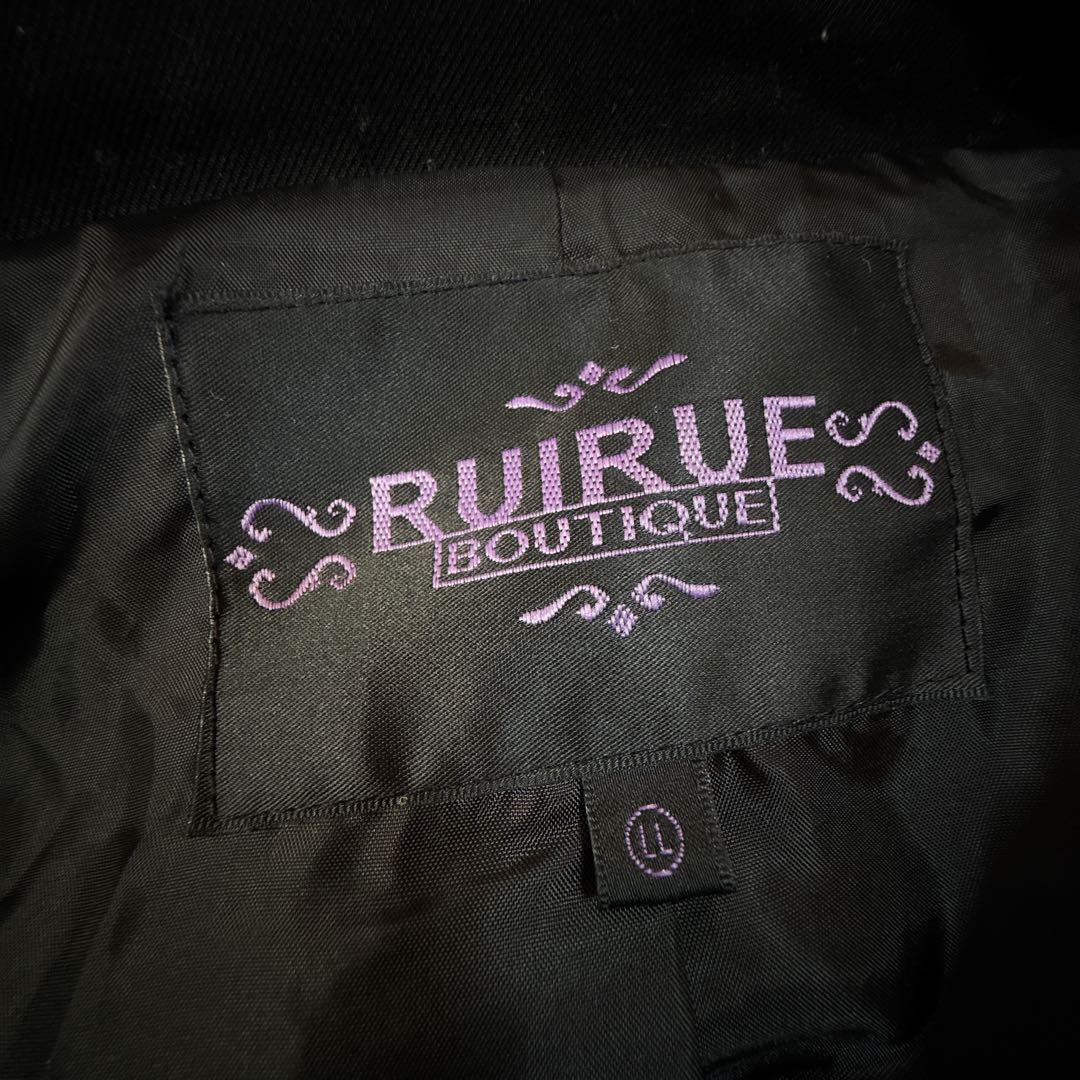 極美品 ルイルエブティック ベルト付きフォックスファーダウンコート 黒 LL