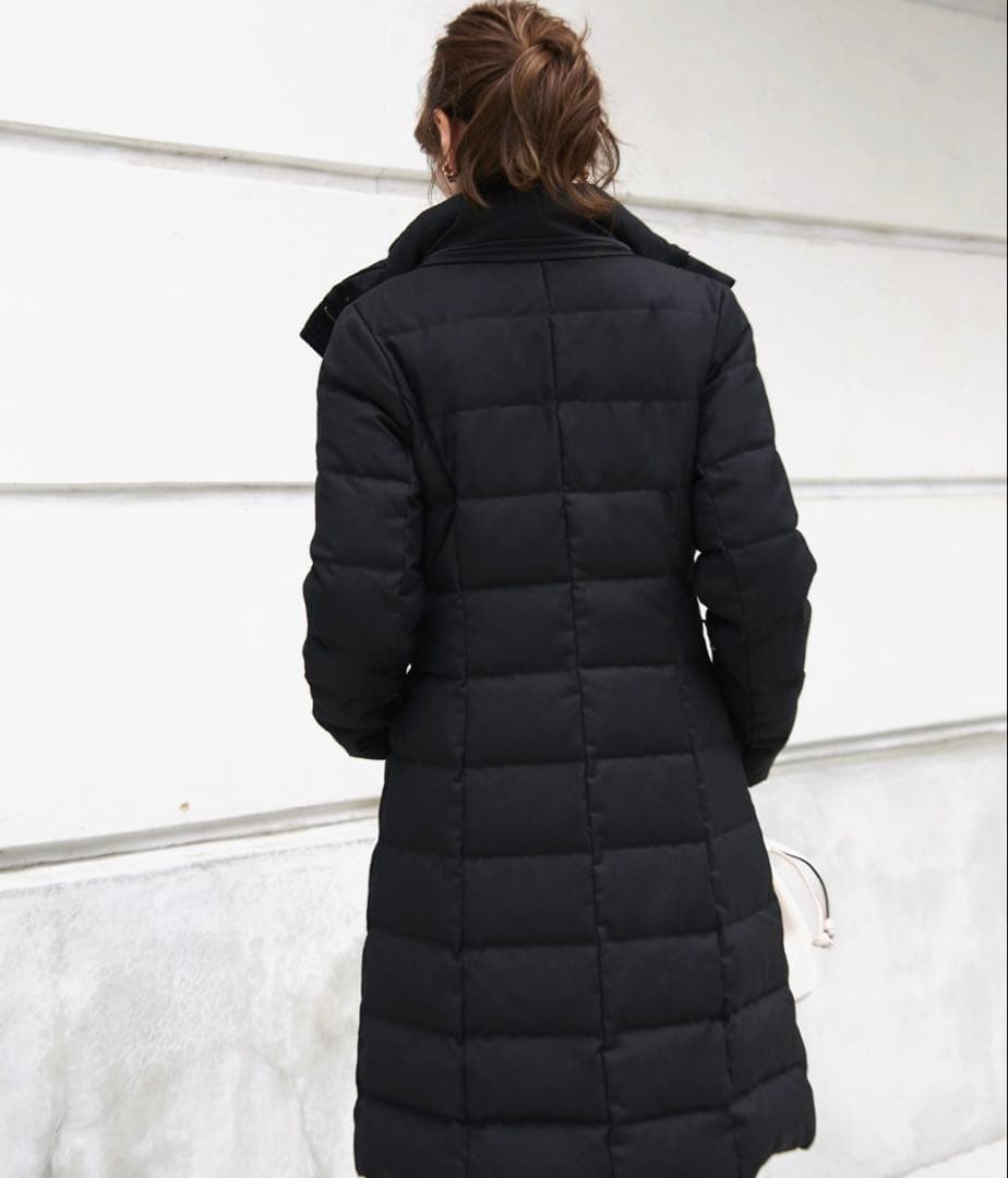 極美品 ルイルエブティック ベルト付きフォックスファーダウンコート 黒 LL