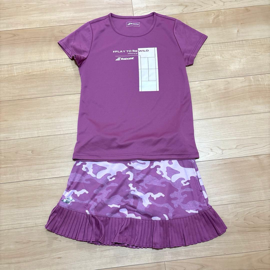 未使用品‼️バボラ　上下セット　半袖　迷彩　ピンク　トップス　スコート　フリル