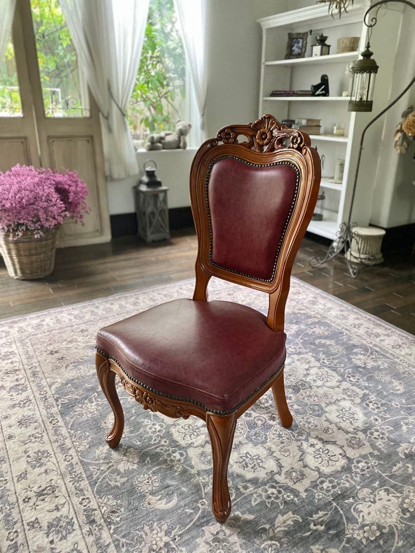 クラシック チェア バーガンディ2脚セット