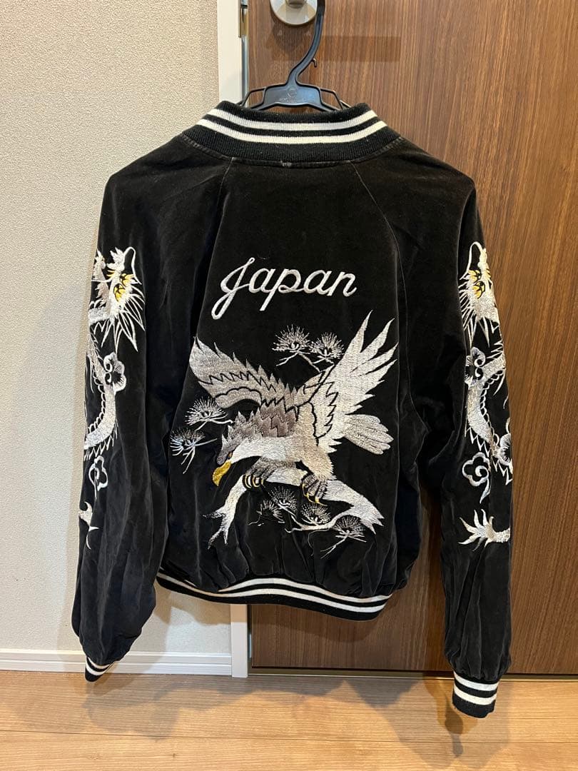 90s JUNGLE STORM 別珍 ベロア 両面 スカジャン 刺繍 鶴 虎