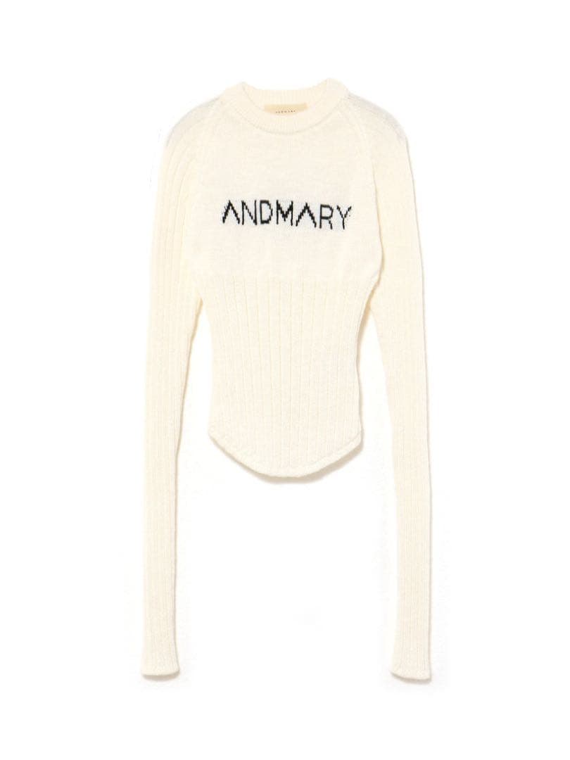 【新品訳あり】andmary Mary logo knit tops white