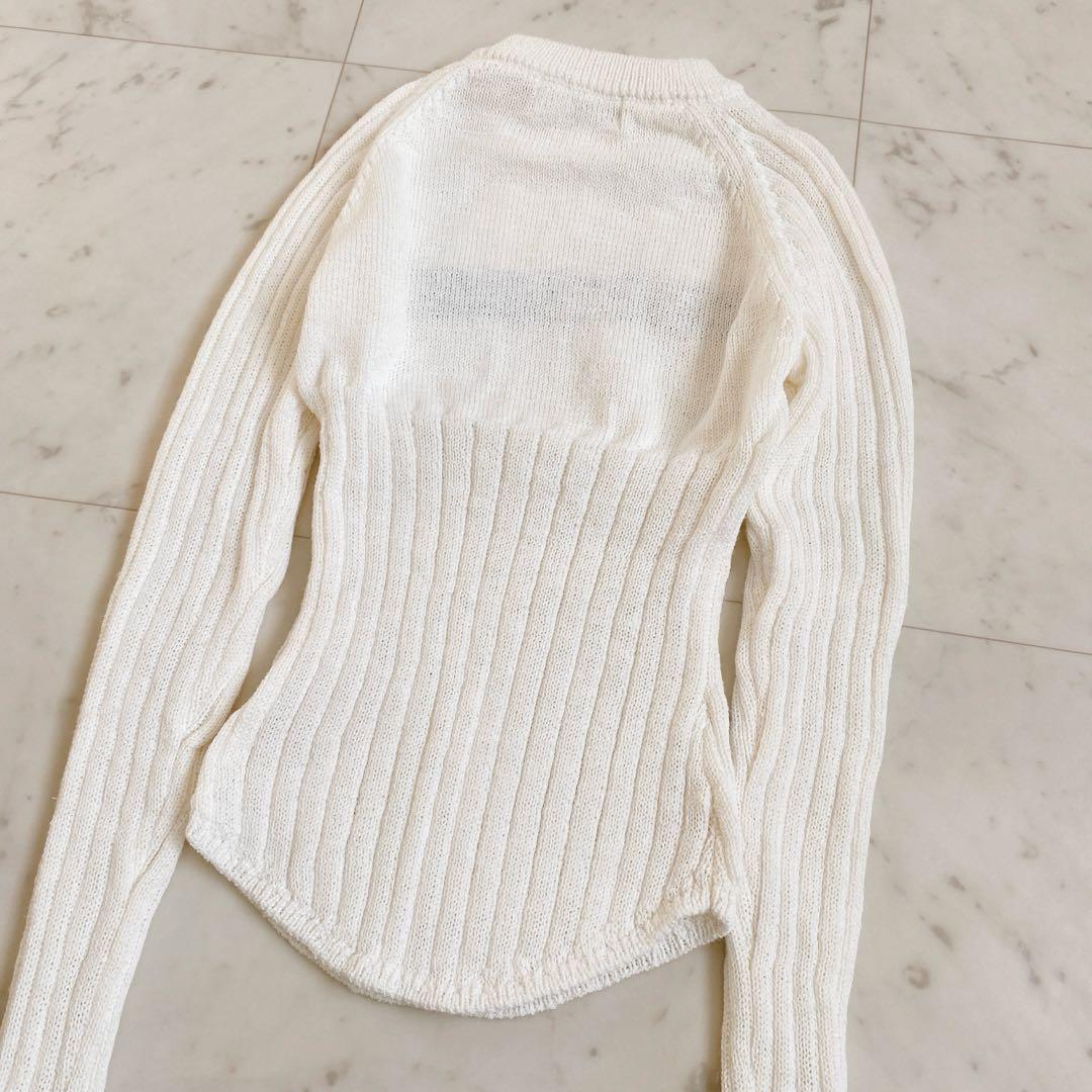 【新品訳あり】andmary Mary logo knit tops white
