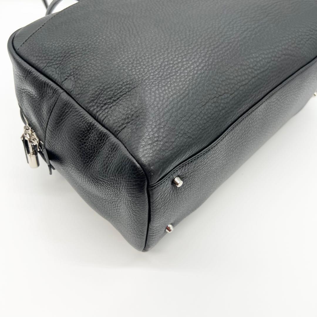 未使用級✨アニエスベー　ボストンバッグ　牛革　ブラック　南京錠　A4可　肩掛け可