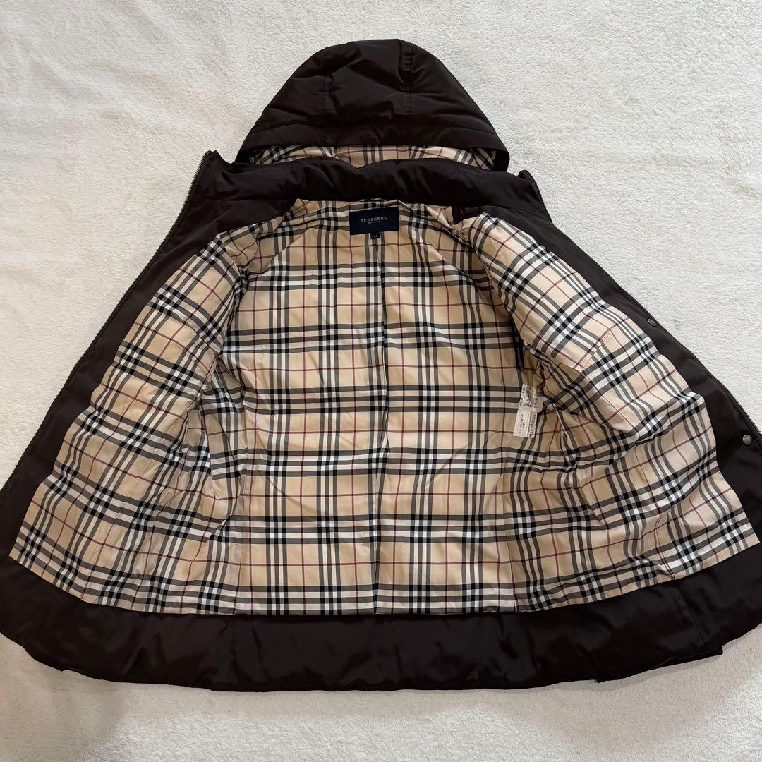 バーバリーロンドン　ダウンジャケット　ノバチェック　フード　3L　ブラウン