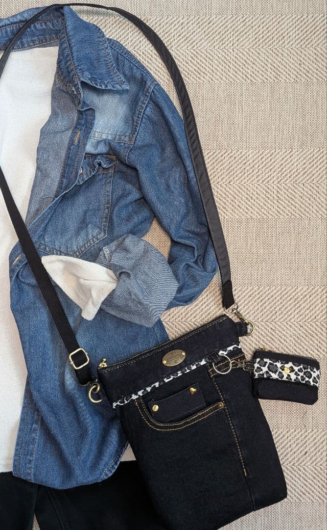 ししゃもデニムリメイクバッグ（Ｌ）（SS）No.835☆