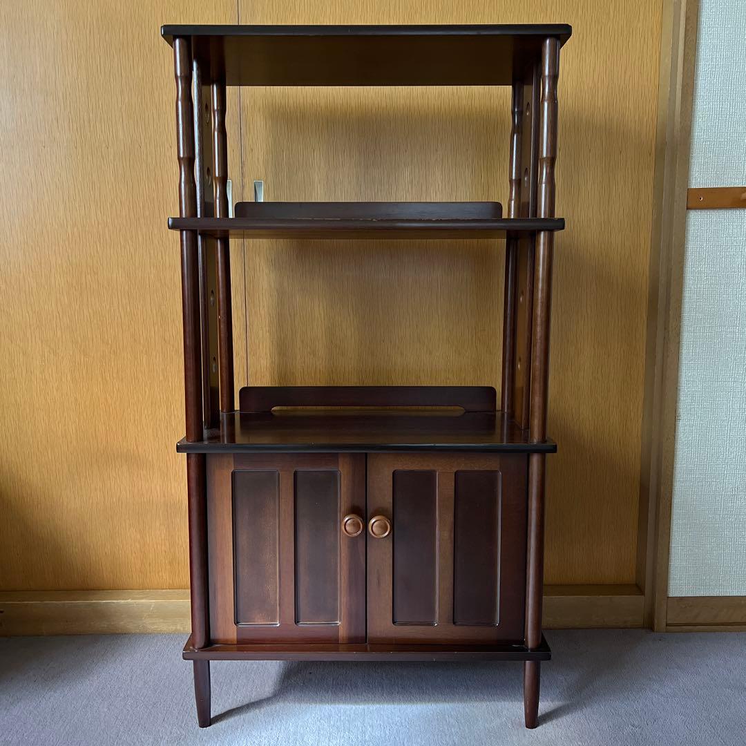 【A】木製ラック ダークブラウン オープンシェルフ　ビンテージ